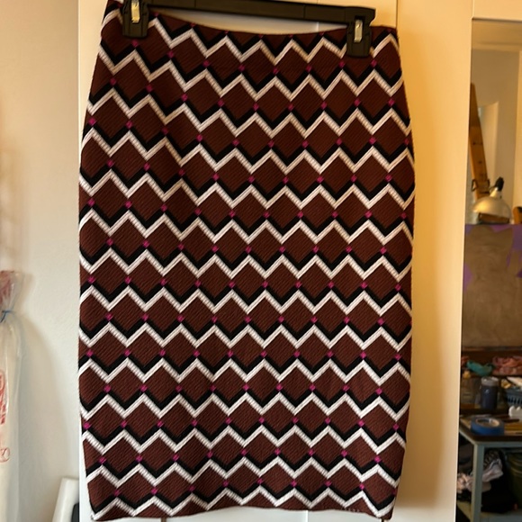 Trina Turk 100% Merino Wool Knit Geometric Print Pencil Skirt S - Picture 2 of 6